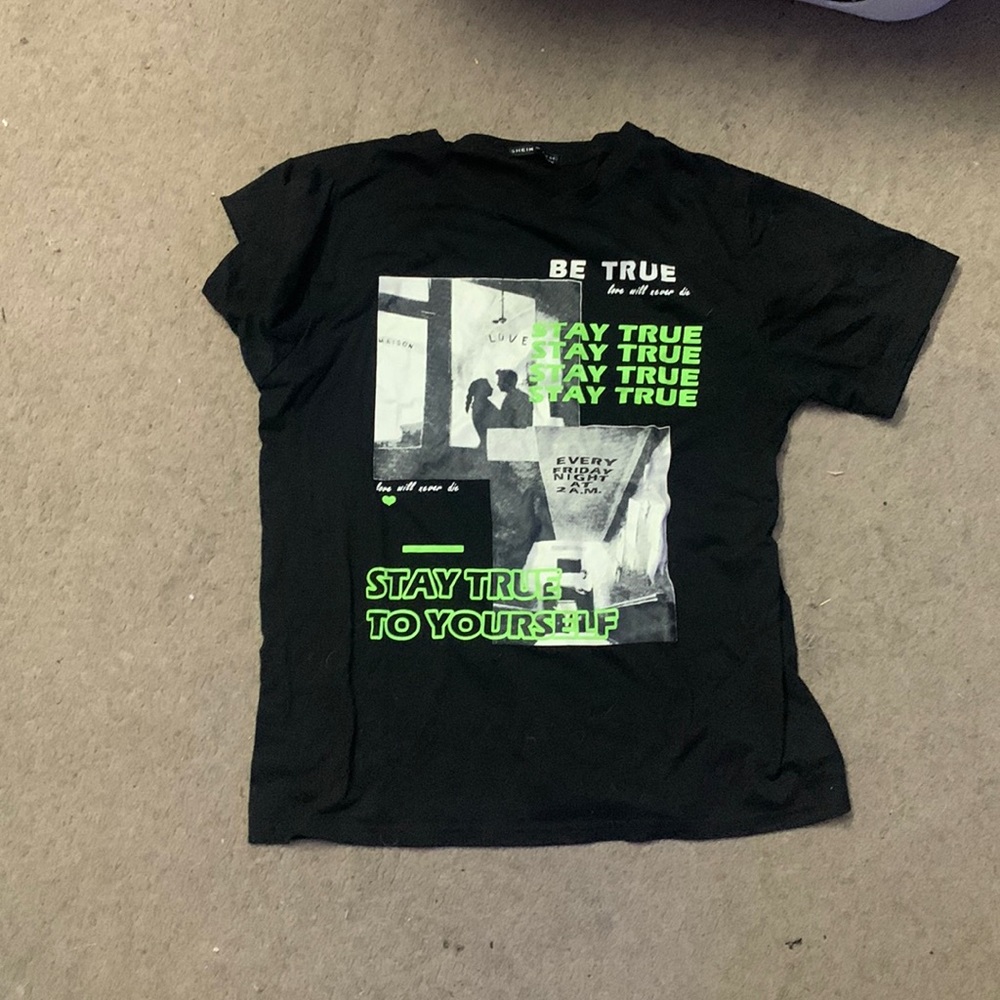 Black shirt with graphics,from shein
